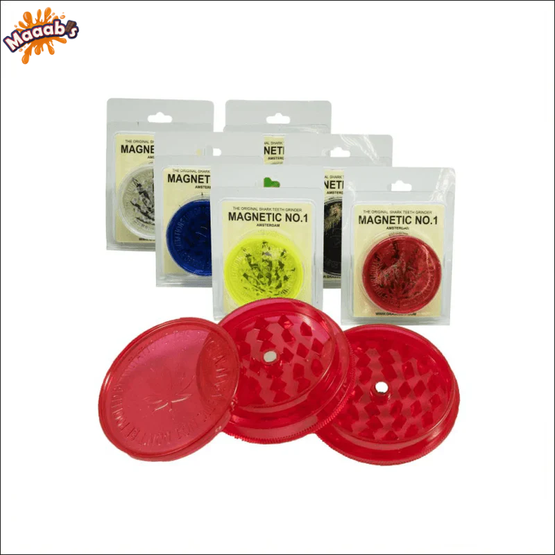 No1 Magnetic Plastic Shark Teeth Grinder Assorted Colours