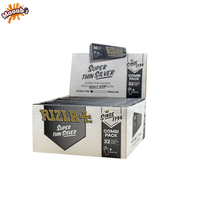RIZLA Silver King Size Slim Combi Pack Rolling Papers 32pk