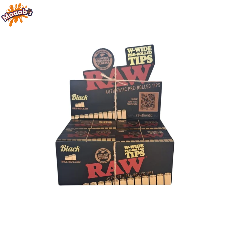RAW Black Prerolled Tips Wide NEW